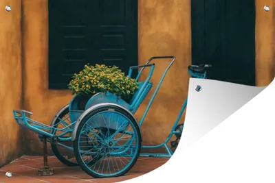 Produktbild von MuchoWow® 60x40 cm Outdoor-Poster Gartendeko Sichtschutz Garten Poster für den Garten  Fahrrad mit Blumen