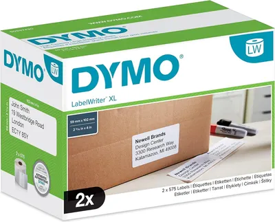 Produktbild von DYMO Original LabelWriter Versand/Namensschild-Etiketten | 102 mm x 59 mm | 2 Rollen mit je 575 leicht ablösbaren Etiketten (1.150 Etiketten) | selbstklebend | für LabelWriter 4XL/5XL Etikettendrucker und Beschriftungsgerät