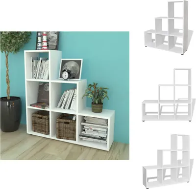 Obrázek produktu pro vidaXL Schodišťová knihovna 107 cm Bílá - Knihovny a regály
