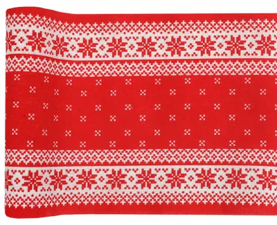 Produktbild von Baumwoll-Tischläufer Kaminabend 3 m x 28 cm Rot und Weiß - Einheitsgröße