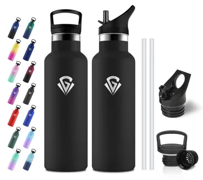 Produktbild von JAPORIA Thermosflasche 500ml mit Strohhalm, Vakuum Edelstahl, BPA-frei, Auslaufs