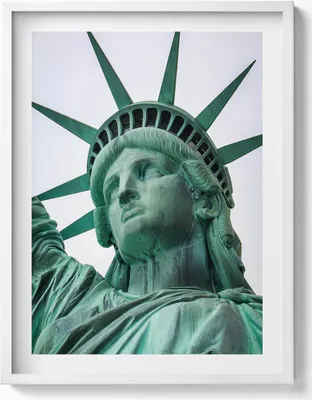 Produktbild von Freiheitsstatue New York USA– Wandbild mit Rahmen – Gerahmtes Bild  – Wanddekoration – 60x80 cm –  Weiß Rahmen