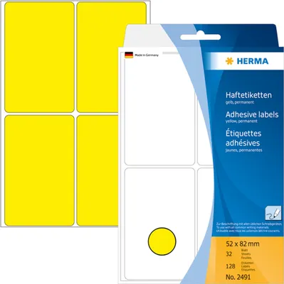 Produktbild von Vielzweck-Etiketten 52x82mm gelb VE=10x128 Stück