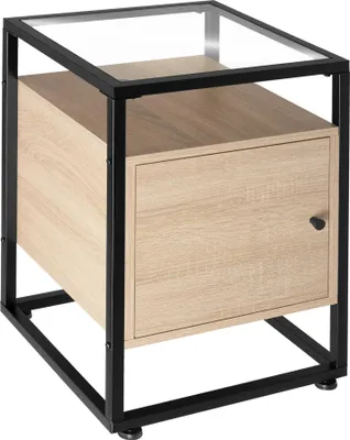 Image de Table de chevet Dudley 40 x 43 x 60,5 cm - Bois clair industriel, Chêne Sonoma