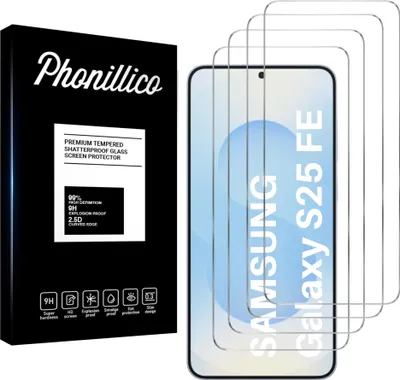 Produktbild von Hartglas für Samsung Galaxy S25 FE [4 Stück] Displayschutzfolie Screen Protector Film Anti-Kratzer Glas Resistant Phonillico®