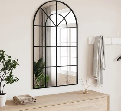 Produktbild von "2026 Promotion" Wandspiegel Schwarz 60x100 cm Gewölbt Eisen - Wandspiegel CC21755