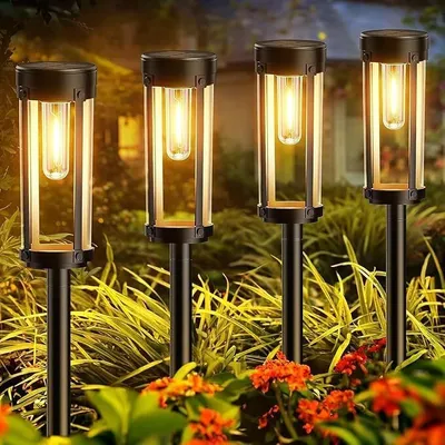 Produktbild von Verbesserte Solar-Gartenlichter, 6er-Pack mit warmweißem Licht, IP65 wasserdicht. Ideal für Garten, Rasen, Gehwege, Balkon und Hofdekoration.
