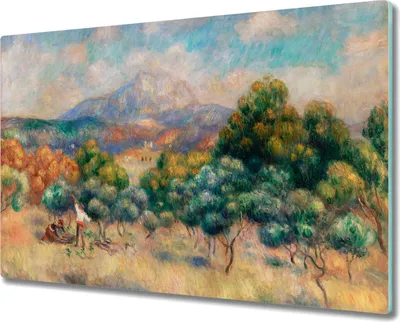 Produktbild von Coloray Hackbrett Kochplattenabdeckung Herdabdeckplatte 80x52 cm Schneidebrett Küchenbrett - Wald Berglandschaft