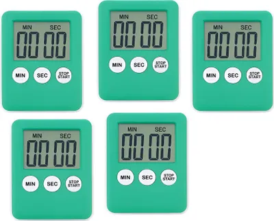 Obrázok produktu pre Sada 5 digitálnych časovačov, kuchynské hodiny, budíky, zelené