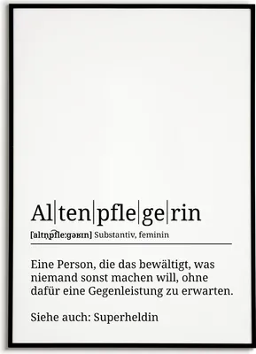Produktbild von Altenpflegerin Poster Definition – A3 (29.7x42cm) / schwarzer Bilderahmen