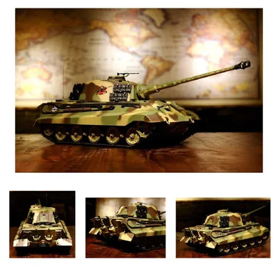 Image de Char RC "Deutscher Königstiger - Henschelturm" 1:16 Heng Long avec fumée et son, engrenage métallique+chaînes métalliques+2,4Ghz -V 7.0 - PRO avec RRZ