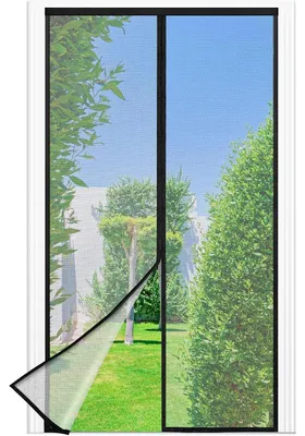 Produktbild von Fliegengitter Balkontür Magnet 100x210cm Schwarz mit Klettband ohne Bohren