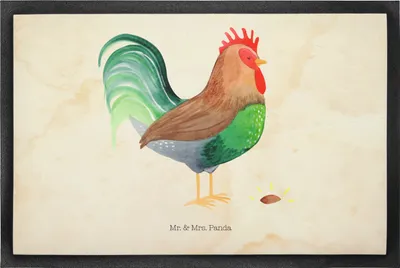Produktbild von Mr. & Mrs. Panda fußmatte Hahn Korn 50 x 75 cm - Vintage - Geschenk, Bauernhof, Schmutzmatte, Fußabtreter, Schmutzfangmatte, Eier, Natur, Henne, Türmatte, bodenmatte