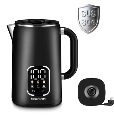 Image de Bouilloire électrique sans fil 1,7 L, contrôle intelligent de la température, noire