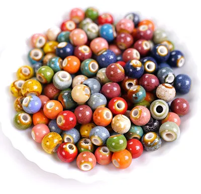 Produktbild von Keramikperlen - 300 Stück zum Auffädeln - Bastelperlen - 6 mm farbig