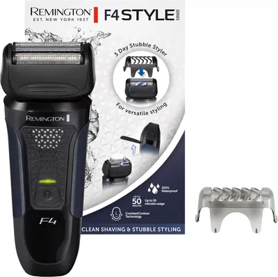 Produktbild von Remington Elektrorasierer F4 Herren, Wet & Dry, 100 % wasserdicht, Folienrasierer, Comfort Detail Trimmer, 3-Tage-Bartaufsatz & Schutzkappe