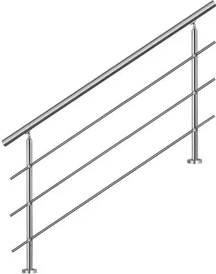 Obrázek produktu pro Bc-elec - AHM1403 Schodišťové zábradlí 140 cm, balkonové, balustrádové, nerezové zábradlí se 3 příčkami, plochá nebo šikmá montáž