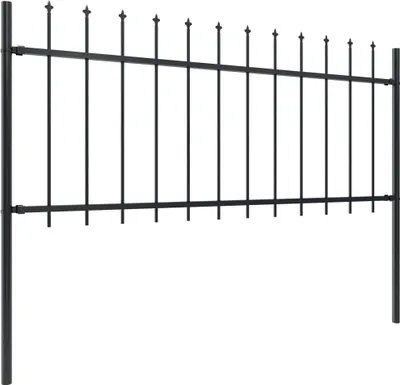 Image de vidaXL Clôture de jardin avec pointes de lance Acier 1,7 x 0,8 m Noir