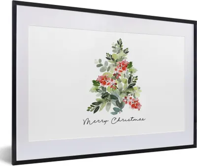Produktbild von MuchoWow® Gerahmtes Poster Weihnachtsbaum - Aquarell - Zitat 60x40 cm - Poster mit Schwarzem Bilderrahmen Wandposter Rahmen Foto Bilder - Schlafzimmer - Plakat in Rahmen - Drucken