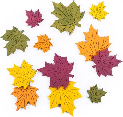 Image de Feuilles d'érable décoratives en bois, 4 couleurs, 12 pièces