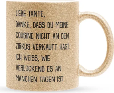 Produktbild von 22Feels Glitzertasse Gold Beste Tante Geschenk Geburtstag Spruch Weihnachten Kaffeetasse Frauen Muttertag Haferl Geschenkidee Bürotasse