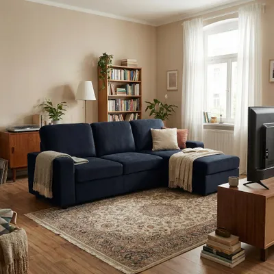 Obrázek produktu pro MODFU rohová pohovka obývací pohovka s otomanem dvoumístná čalouněná pohovka moderní chaise longue s úložným prostorem černá