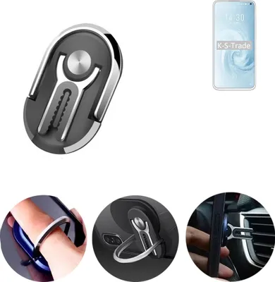 Produktbild von K-S-Trade 3in1 Smartphone-Ring Handy-Ring kompatibel mit Meizu 17 Pro Fingerhalterung  Handyring Tischständer Lüftungsgitter-Halterung Tisch