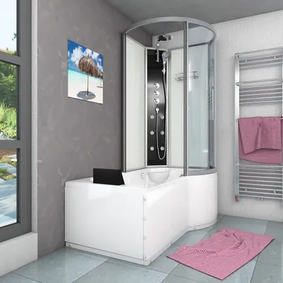 Produktbild von Kombination Badewanne Dusche K50-L02-EC Duschtempel 170x100 cm