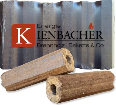 Produktbild von 120 kg PiniKay Briketts Hartholzbriketts aus Buche & Eiche | 12 x 10 kg Holzbrikett im Paket | Energie Kienbacher®