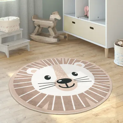 Produktbild von Kinderteppich Teppich Kinderzimmer Rund Spielmatte Babymatte Mond Koala Löwenkopf Grösse 150 cm Rund