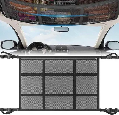 Produktbild von Famanu Doppellagiges Auto Aufbewahrungsnetz mit Reißverschluss - 80 x 55 cm, elastischer Dach- und Innenraumorganizer