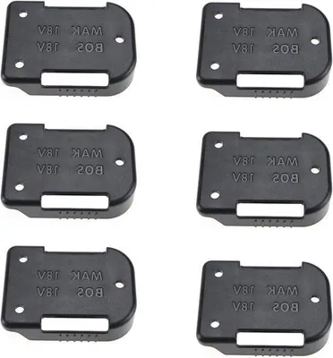 Productafbeelding van Allecta - Batterijopslagrek voor Makita 18V en Bosch 18V lithium-ion batterijen. Inclusief batterijhouderbevestiging en batterijdockhouder in zwart - set van 6.