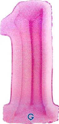 Produktbild von Riesenzahl Folienballon 40"/102cm | Holo Pink Zahl: 1