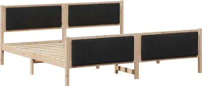Produktbild von vidaXL Bettgestell Braun und Schwarz 200 x 200 cm Massivholz Kiefer