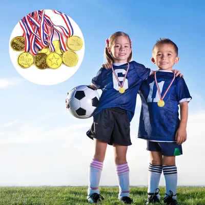 Produktbild von 30 Stück Goldene Medaillen für Kinder - Plastik Goldmedaillen - Gewinner Preis Medaillen für Sportwettkämpfe und Partys