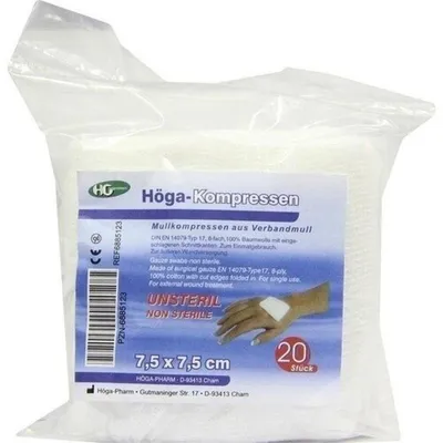Obrázek produktu pro Höga kompresy 7,5x7,5 cm nesterilní 20 ks
