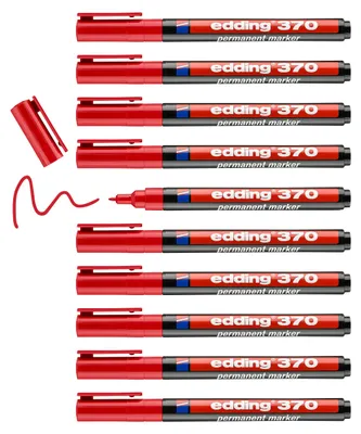 Obrázek produktu pro Permanentní popisovač edding 370 červený Balení 10 ks