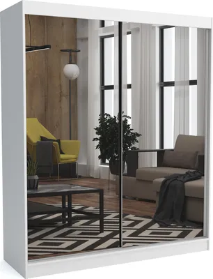 Produktbild von Moderner Kleiderschrank mit Schiebetüren und Spiegel DIDI 180 cm (WEISS)