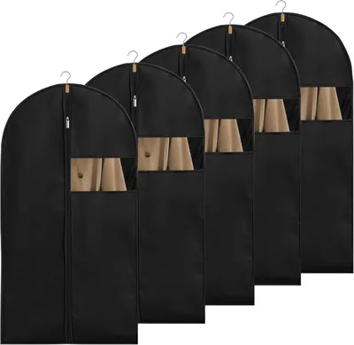 Produktbild von Kleidersäcke – 5 Stück – 60 x 100 cm – Kleiderhüllen mit Reißverschluss – transparent – Kleiderschutz – Staubschutz – für Anzüge,Mäntel,Kleider,Blazer