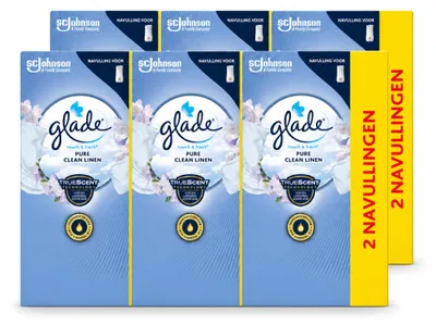 Image de 6 recharges Glade Touch & Fresh, parfum "Pure Clean Linen" - 10 ml - Pack économique - 6 pièces