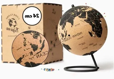 Immagine prodotto di Sfera di legno nera - Tema "Viaggio" - 24 cm