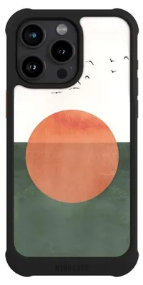 Produktbild von NIVOCASE Hülle für Apple iPhone 15 Pro Max  Stoßfeste Handyhülle NIVOmax Case Schwarz Sonnenschein Sonnenuntergang Vogel