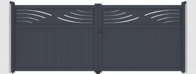 Produktbild von Doppelflügeltor aus Aluminium 4m HALTI H.160cm grau