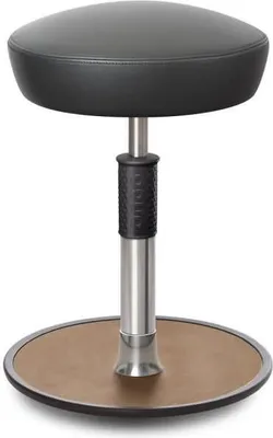 Produktbild von Sitz- Stehhocker Free Regular Hutsitz Boxmark Leder Grau chrom /Natur.