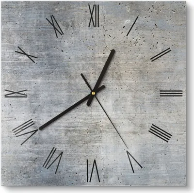 Produktbild von DEQORI Glasuhr 30x30 cm Römisch 'Unverputzte Zementtextur' Wanduhr Glas Uhr Design leise