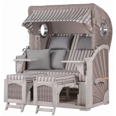 Produktbild von Strandkorb-Set - bene living - Ammersee Mahagoni washed grey - PE Koboo grey - Modell 545 - inkl. Liftersystem