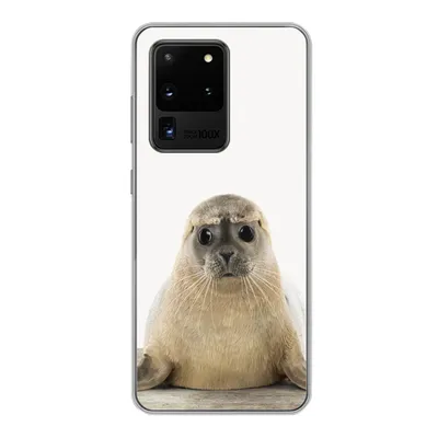 Produktbild von MuchoWow® Handyhülle Schutzhülle Hülle für Samsung Galaxy S20 Ultra Robbe - Tiere - Kinder - Jungen - Mädchen - Kinder Silikon Softcase Handy Hülle - Karteninhaber