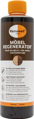 Produktbild von RENUWELL | 0,50 L | Möbel Regenerator, Bodenpflegemittel, Reiniger Auffrischer Pfleger, Tiefenwirkung gegen Flecken Kratzer, für alle Lackoberflächen, neue alte antike Möbel