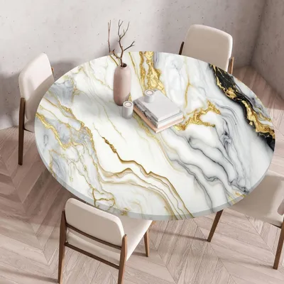 Produktbild von Elastische Tischdecke Rund Abwaschbar 80cm Stein J mit Gummizug