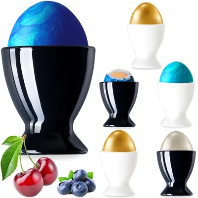 Produktbild von PLATINUX Schwarze & Weiße Eierbecher aus Glas Set 6-Teilig Eierständer Eierhalter Frühstück Brunch Egg-Cup Likörgläser